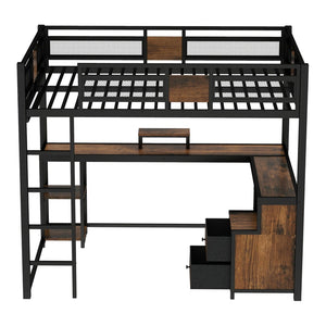 English Elm Double Twin House Bed Pine Wood Frame Kids Playhouse Bunk with Storage Drawers W5305S00005