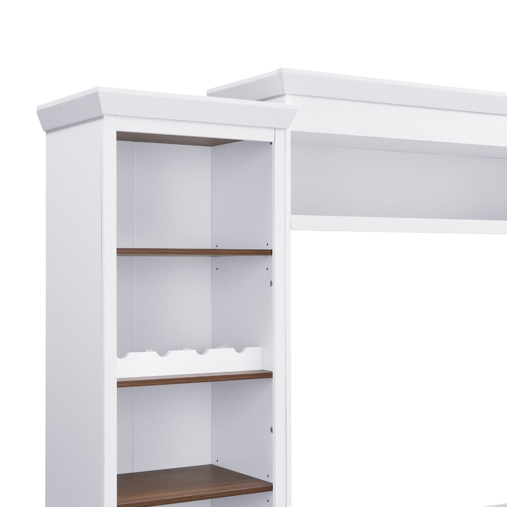 English Elm On-Trend Farmhouse 4-Piece Entertainment Wall Unit For Tvs Up To 70" With Wine Rack & Adjustable Shelves N721S000046K-GIGA