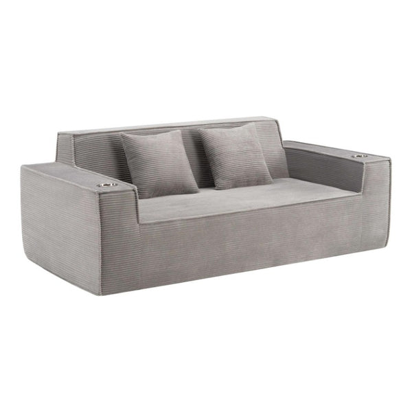 76 Inch Corduroy Upholstered Loveseat with Accent Throw Pillows for Modern Living Rooms
