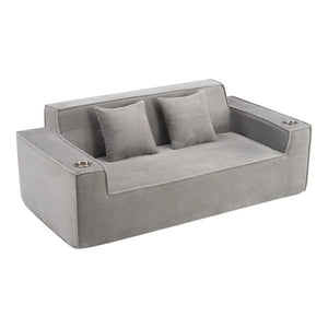 76 Inch Corduroy Upholstered Loveseat with Accent Throw Pillows for Modern Living Rooms