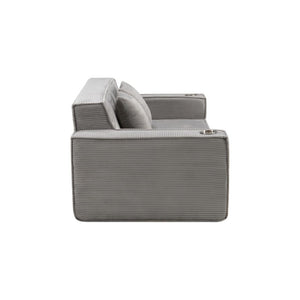76 Inch Corduroy Upholstered Loveseat with Accent Throw Pillows for Modern Living Rooms