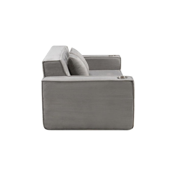 76 Inch Corduroy Upholstered Loveseat with Accent Throw Pillows for Modern Living Rooms