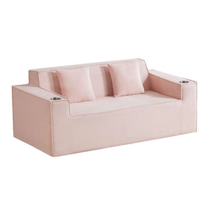 76 Inch Corduroy Upholstered Loveseat with Accent Throw Pillows for Modern Living Rooms