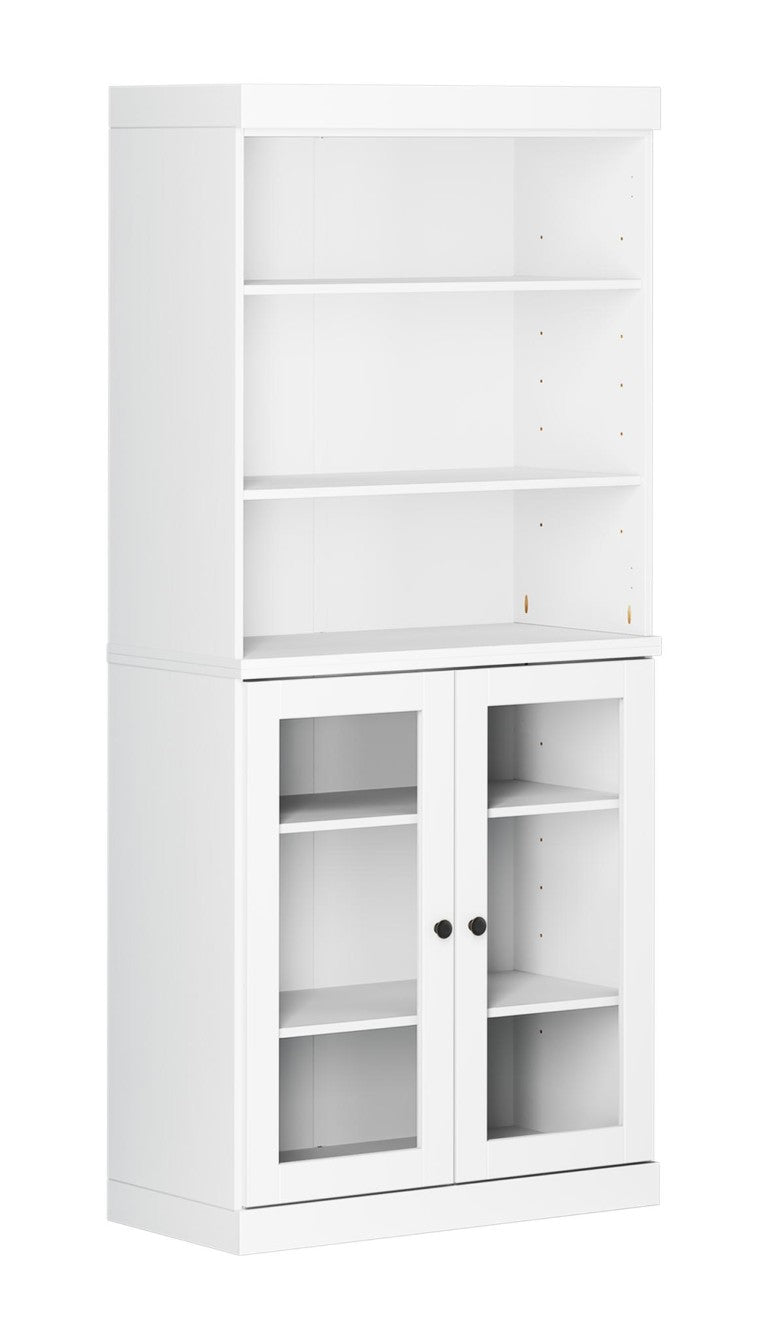 HomeRoots 72 Inch Solid White Wood Freestanding Cabinet with Dual Doors for Pantry Storage 752780