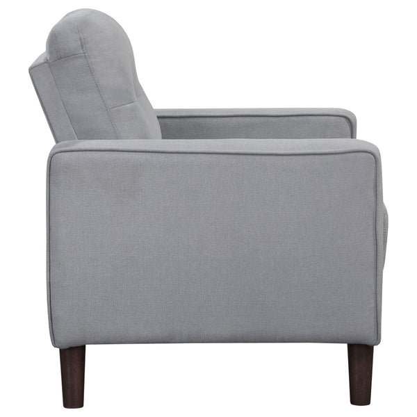 English Elm Harvey Grid Tufted Accent Chair in Grey Fabric with Tapered Legs for Any Room B062P440342