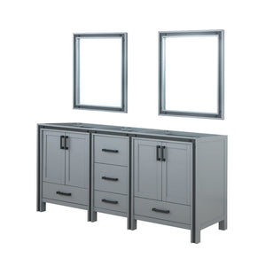 English Elm Dark Grey Double Bath Vanity Set With Mirrors - 72" W Storage Solution For Modern Bathrooms B2731S00584