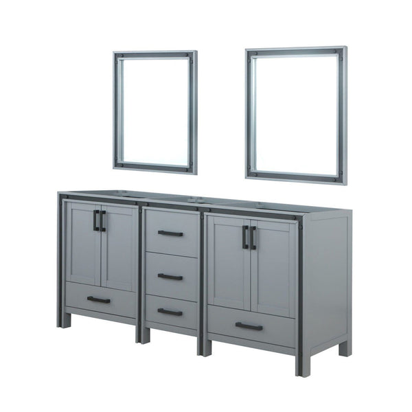 English Elm Dark Grey Double Bath Vanity Set With Mirrors - 72" W Storage Solution For Modern Bathrooms B2731S00584