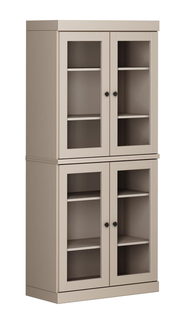 HomeRoots 72 Inch Solid Wood Four Door Pantry Cabinet Beige Finish Freestanding Kitchen Storage 752843