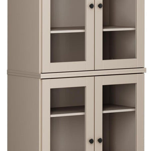 72 Inch Solid Wood Four Door Pantry Cabinet Beige Finish Freestanding Kitchen Storage