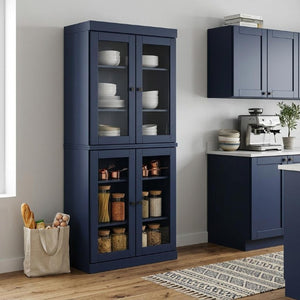 72 Inch Solid Wood Four Door Storage Armoire Pantry Cabinet for Kitchen or Hallway