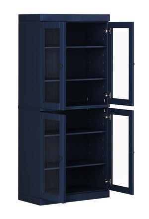 72 Inch Solid Wood Four Door Storage Armoire Pantry Cabinet for Kitchen or Hallway