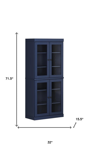 72 Inch Solid Wood Four Door Storage Armoire Pantry Cabinet for Kitchen or Hallway