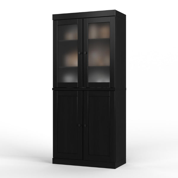 72 Inch Solid Wood Tall Pantry Cabinet with Four Doors for Kitchen or Hallway