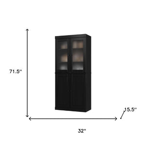 72 Inch Solid Wood Tall Pantry Cabinet with Four Doors for Kitchen or Hallway