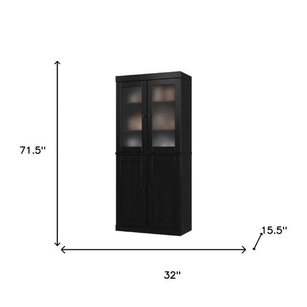72 Inch Solid Wood Tall Pantry Cabinet with Four Doors for Kitchen or Hallway