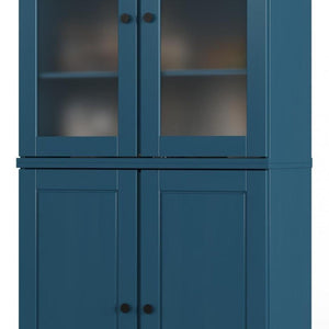 72 Inch Teal Solid Wood Four Door Pantry Cabinet for Kitchen or Dining Storage