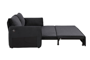 English Elm 3 In 1 Sleeper Sofa Couch Bed - Modern Black Fabric, Adjustable Comfort For Small Spaces & Guests W1420P225085