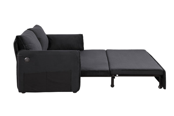 English Elm 3 In 1 Sleeper Sofa Couch Bed - Modern Black Fabric, Adjustable Comfort For Small Spaces & Guests W1420P225085