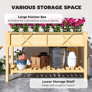 English Elm Outdoor Raised Planter Box with Drainage Reservoir for Herbs Vegetables Balcony T3971P422310