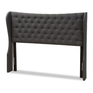 Baxton Studio Baxton Studio Cadence Modern Dark Grey Button-Tufted Winged Headboard for Stylish Bedroom Upgrade Queen BBT6631-Dark Grey-Queen HB