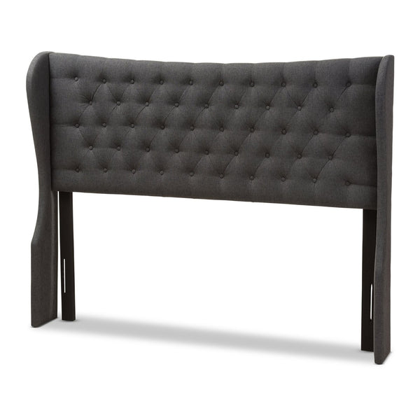Baxton Studio Baxton Studio Cadence Modern Dark Grey Button-Tufted Winged Headboard for Stylish Bedroom Upgrade Queen BBT6631-Dark Grey-Queen HB
