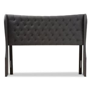 Baxton Studio Baxton Studio Cadence Modern Dark Grey Button-Tufted Winged Headboard for Stylish Bedroom Upgrade Queen BBT6631-Dark Grey-Queen HB