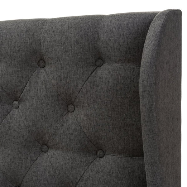 Baxton Studio Baxton Studio Cadence Modern Dark Grey Button-Tufted Winged Headboard for Stylish Bedroom Upgrade Queen BBT6631-Dark Grey-Queen HB