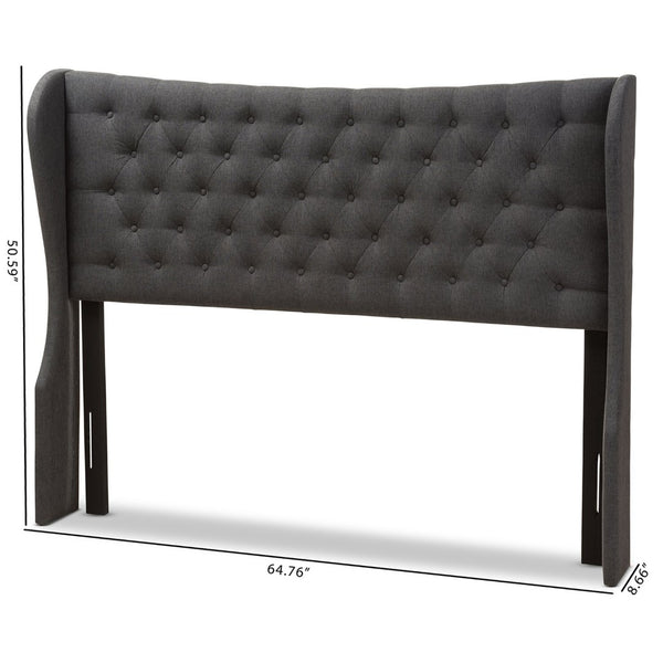 Baxton Studio Baxton Studio Cadence Modern Dark Grey Button-Tufted Winged Headboard for Stylish Bedroom Upgrade Queen BBT6631-Dark Grey-Queen HB