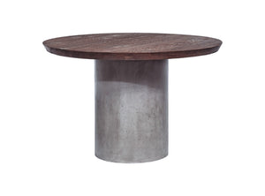 VIG Furniture Renzo Heritage Oak Round Dining Table With Fiber-Reinforced Concrete Base, Acrylic Seal, Seats 4 VGGR649320