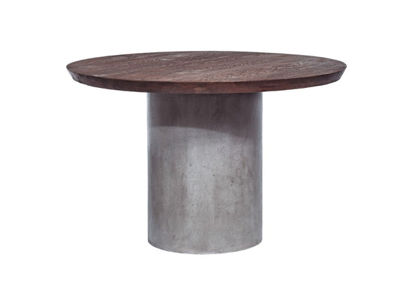 VIG Furniture Renzo Heritage Oak Round Dining Table With Fiber-Reinforced Concrete Base, Acrylic Seal, Seats 4 VGGR649320