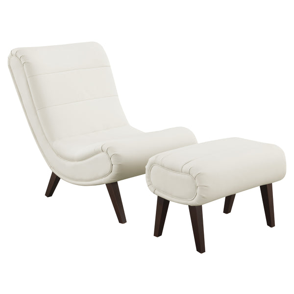 OSP Home Furnishings Hawkins Lounger with Ottoman White