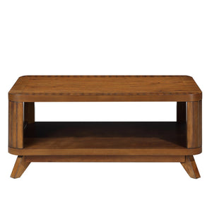 English Elm Rectangular Walnut Coffee Table Solid Pine Legs Open Shelf Family Living Room W1202P177315