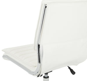 OSP Home Furnishings Armless Mid-back Faux Leather Office Chair with Lumbar Support and Chrome Base White SPX23592C-U11