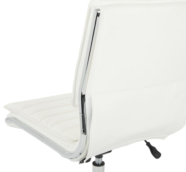 OSP Home Furnishings Armless Mid-back Faux Leather Office Chair with Lumbar Support and Chrome Base White SPX23592C-U11