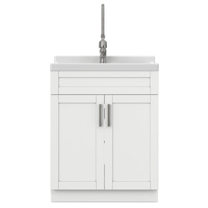 English Elm Murphy Beadboard Laundry Sink Cabinet with Deep Abs Basin and Chrome Faucet Included B136P427214