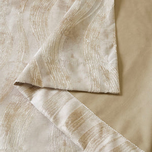 English Elm Printed Jacquard Grommet Top Total Blackout Curtain Panel Ivory Wavy Sheen 50x95 Energy-Saving Privacy B03599809