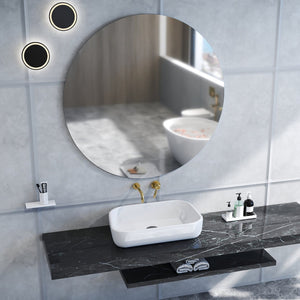 English Elm 80cm Round Float Glass Wall Mirror Polished Edge Vanity Bathroom Hallway Decor W3151P265970