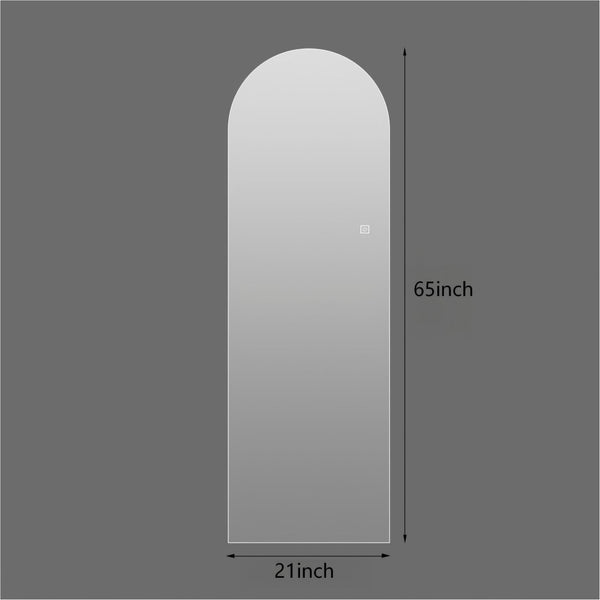 English Elm 65" Arch Full Length Wall Mirror with Dimmable Led Lighting for Bedroom or Entryway W2709P435584