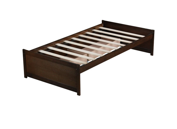 English Elm Twin Twin Size Bed with 2 Drawers Solid Rubber Wood Frame, Space-Saving Storage and Easy Assembly Espresso W504P313038