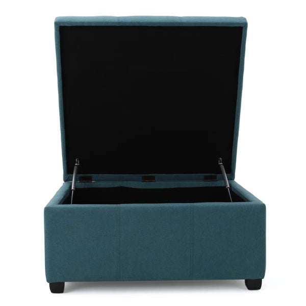 English Elm Tufted Square Ottoman with Hidden Storage Birch Legs Polyester Living Room Seat N757P359740L