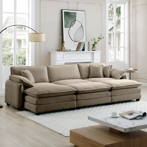 English Elm Oversized Modular Cushioned Sofa With 3 Ottomans - Versatile Sleeper Sofa For Stylish Comfort W714S00719-GIGA