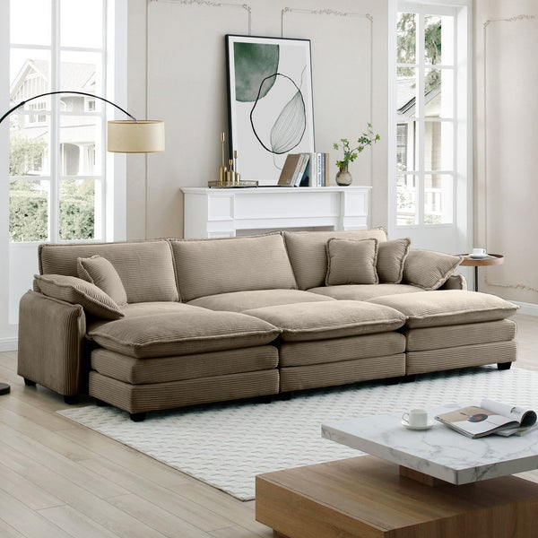 English Elm Oversized Modular Cushioned Sofa With 3 Ottomans - Versatile Sleeper Sofa For Stylish Comfort W714S00719-GIGA