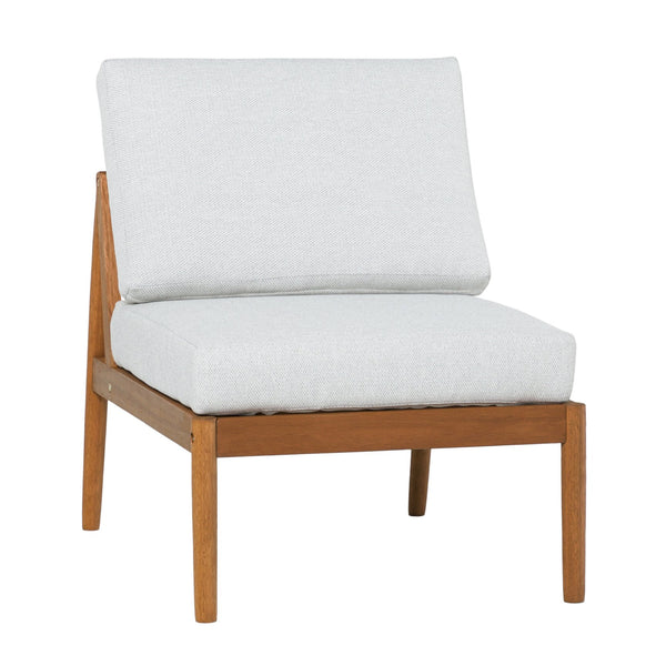 English Elm Walker Edison - Modern Outdoor Spindle Style Armless Sectional crafted from responsibly sourced eucalyptus with weather-resistant linen cushions and easy assembly instructions for durable, eco-friendly patio comfort Brown 37 L x 28 W x 14.5 H B185P326700