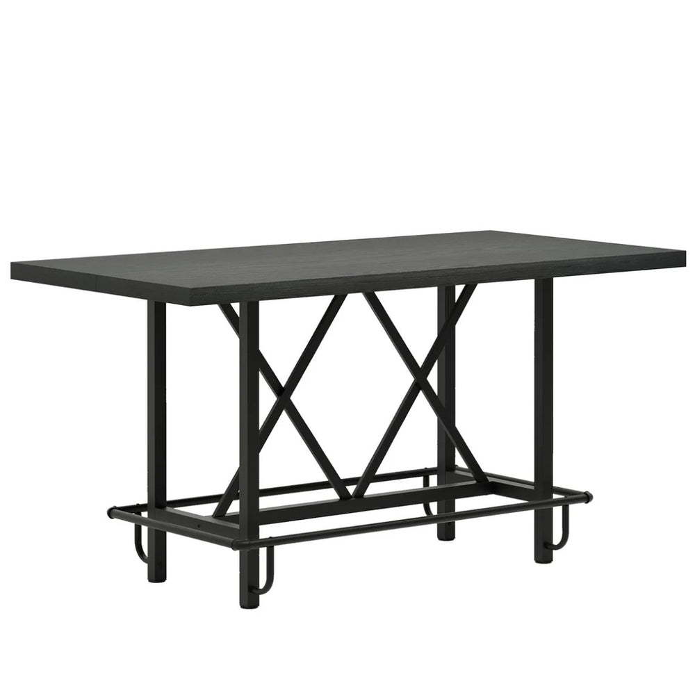 English Elm Natural Farmhouse Bar Table with U-shaped Top and Rustic Slat Detailing for Entertaining T3971P463837
