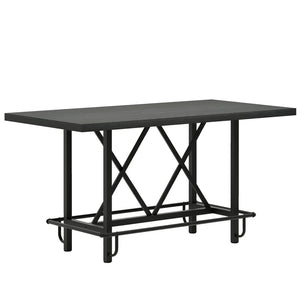English Elm Natural Farmhouse Bar Table with U-shaped Top and Rustic Slat Detailing for Entertaining T3971P463837