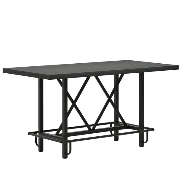 English Elm Natural Farmhouse Bar Table with U-shaped Top and Rustic Slat Detailing for Entertaining T3971P463837