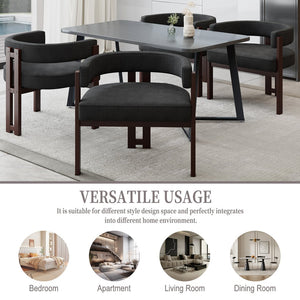 English Elm Modern Chenille Barrel Dining Chair with Metal Base, Plush Foam Seat, Compact Accent Seat for Home Black W395P233457