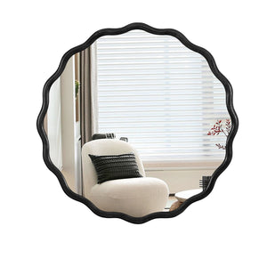 English Elm Solid Wood Wavy Mirror - Artistic 36" X 36" Modern Wall Decor For Living Spaces, Entryways & Bathrooms W1445P189557-GIGA