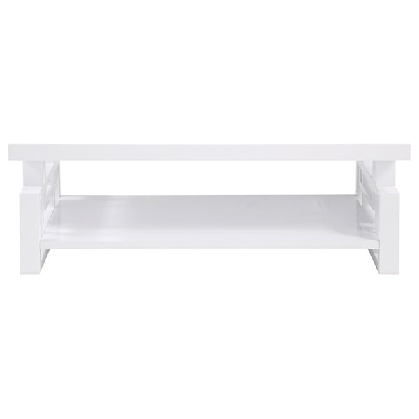 English Elm Fletcher Gloss White Lacquer Coffee and End Table Set for Modern Living Rooms B062S01660