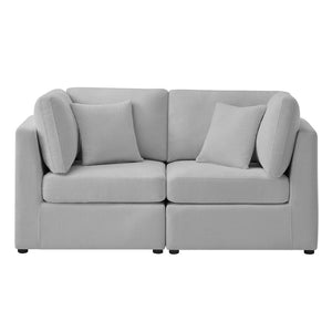English Elm Chauncy Modular Two Piece Sofa Compact Square Arm Performance Fabric Living Room Seat Gray B050S00035